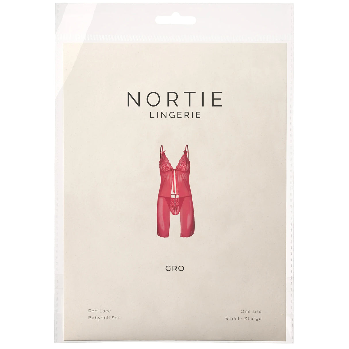NORTIE Gro red lace babydoll set one size