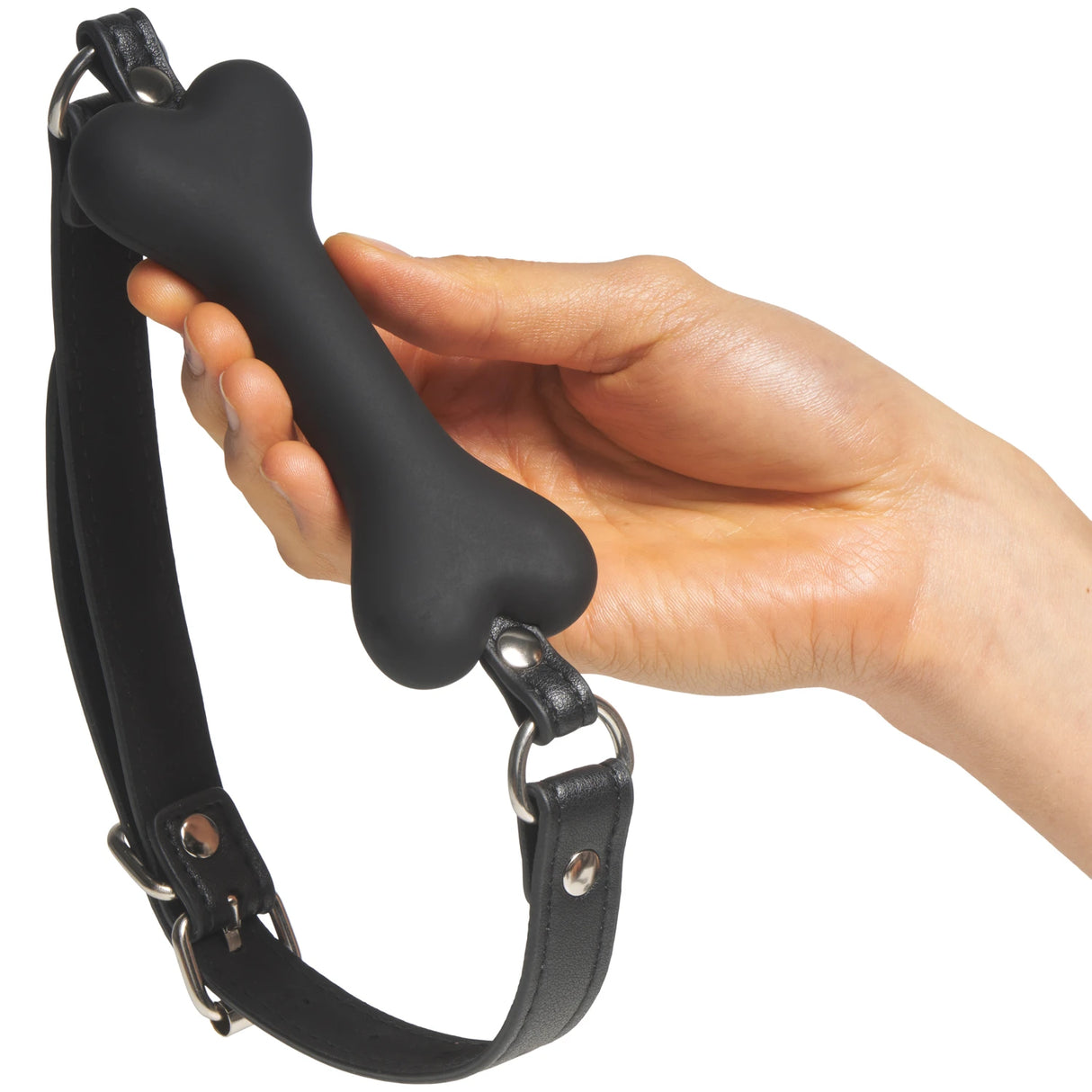 obaie Dog Bone Gag i Silikon og Kunstlær