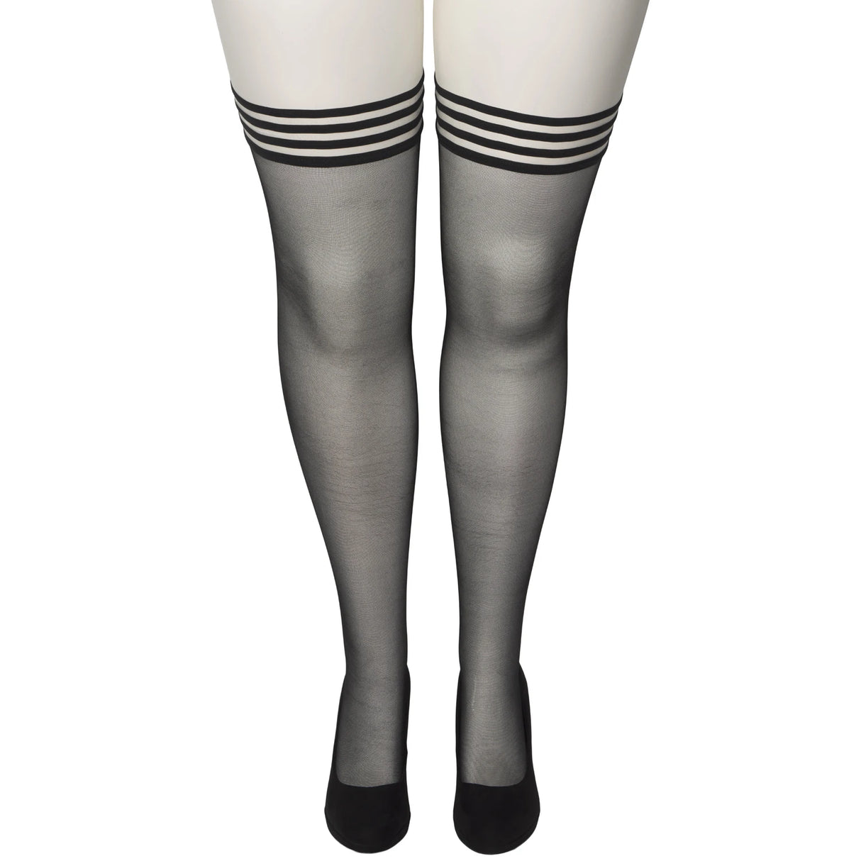 NORTIE Black Arrows Stayups Strømper med Søm Bak Plus Size