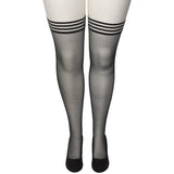 NORTIE Black Arrows Stayups Strømper med Søm Bak Plus Size